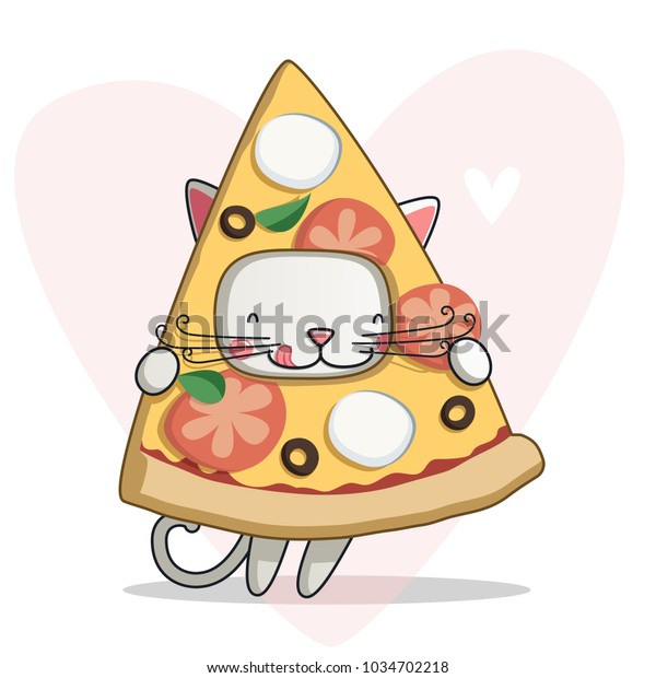 Cute Cartoon Pizza Cat Stock Vector (Royalty Free) 1034702218 ...