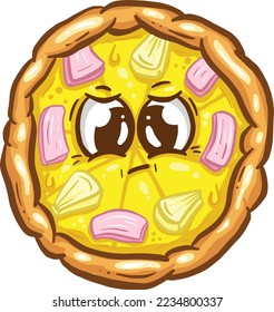 Cute Cartoon Pizza Slice Character With Cheesy Toppings in Vector Illustration