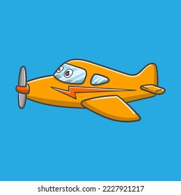 lindo avión de dibujos animados con fondo azul bueno para pegatinas, libros.