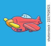 cute cartoon plane vector illustration