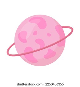 Cute cartoon planet in the night sky, vector illustration. Cartoon drawing of lullaby element for children isolated on white background. Bedtime, childhood, decoration concept