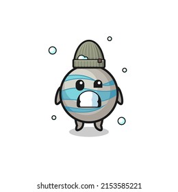 cute cartoon planet with shivering expression , cute design