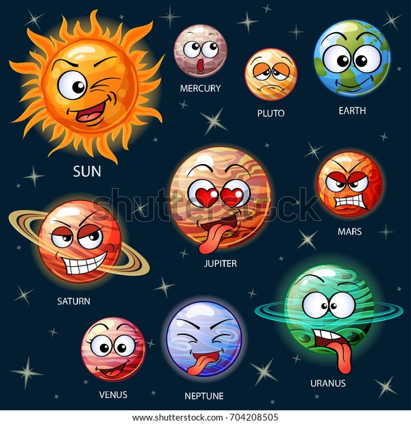 Cute Cartoon Planets Solar System Sun のベクター画像素材 ロイヤリティフリー