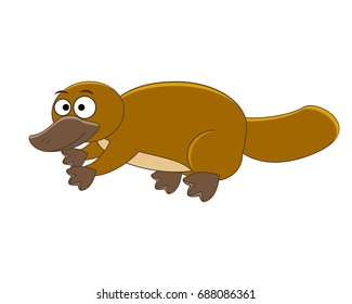 Cute cartoon platypus. Exotic animal. Vector illustration. Australia animals. Isolated on white background