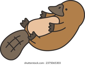 Cute cartoon platypus isolated on white background. Vector illustration.