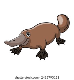 Cute cartoon platypus on white background