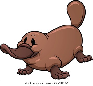 Cute cartoon platypus.  Vector illustration with simple gradients. All in a single layer.