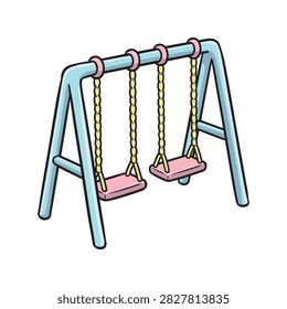 Cute Cartoon Playground Swing Set Illustration