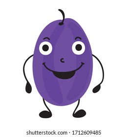 Cute cartoon plum. Vector illustration