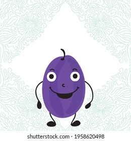 Cute cartoon plum. Vector illustration