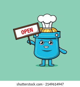 Cute Cartoon Pocket Character Holding Open Stock Vector (Royalty Free ...