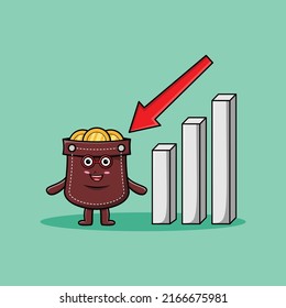 cute cartoon Pocket with down sign graphic illustration in flat modern design