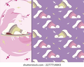 Cute cartoon polar bear character. Polar bears are a species of bear that  live in  the Arctic region. Can be used in greeting card design. The pattern can be arranged in the baby's room.Wallpaper.