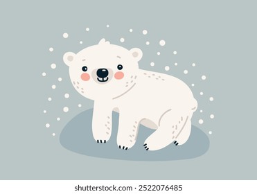 Cute cartoon polar bear character, Vector illustration in flat style.