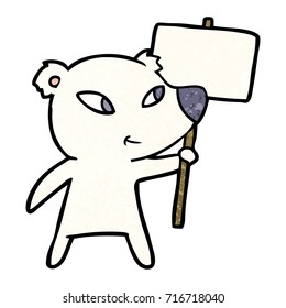 cute cartoon polar bear with protest sign