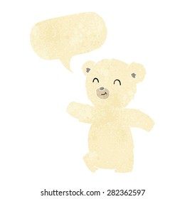 lindo oso polar de caricatura con burbuja de habla
