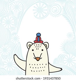 Cute cartoon polar bear. Vector illustration