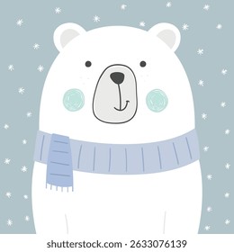 Cute Cartoon Polar Bear Vector Illustration
