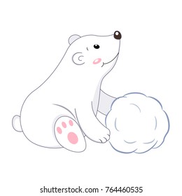 Cute cartoon polar bear. Vector illustration isolated on white background.