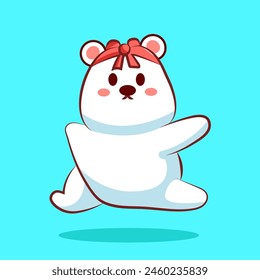 cute cartoon polar bear yoga sport, meditation. animal sport icon concepts for elements, logo or clipart