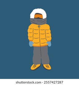 Cute Cartoon Polar Explorer. Arctic, Polar scientist image icon. Vector Illustration.