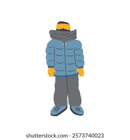 Cute Cartoon Polar Explorer. Arctic, Polar scientist image icon. Vector Illustration.