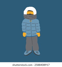 Cute Cartoon Polar Explorer. Arctic, Polar scientist image icon. Vector Illustration.