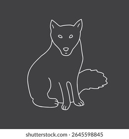 Uma bela raposa polar. Ártico, animal Polar. Ícone de doodle do contorno da imagem de criação. Ilustração de vetor.