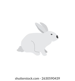 Cute Cartoon polar Hare. Arctic, Polar animal. Creature image icon. Vector Illustration.