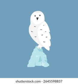 Coruja polar dos desenhos animados. Ártico, animal Polar. Ícone de imagem de criação. Ilustração de vetor.