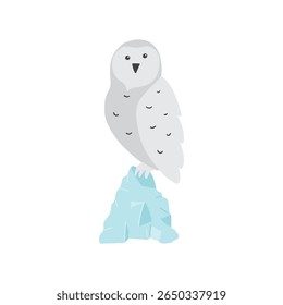 Coruja polar dos desenhos animados. Ártico, animal Polar. Ícone de imagem de criação. Ilustração de vetor.