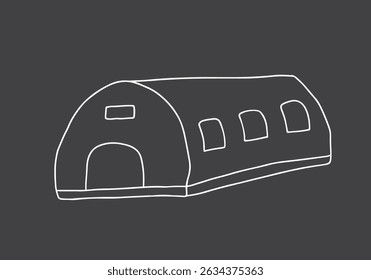 Bela estação Polar Cartoon. Ícone do doodle da imagem da barraca ártica. Ilustração de vetor.