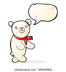 cute cartoon polar teddy bear with speech bubble