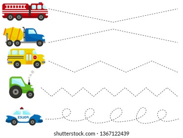 cute cartoon police car truck fire stock vector royalty free 1367122439