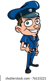 Cute Cartoon policeman . Isolated on white