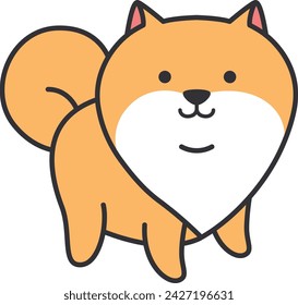 Cute cartoon pomeranian dog. Vector illustration on white background.