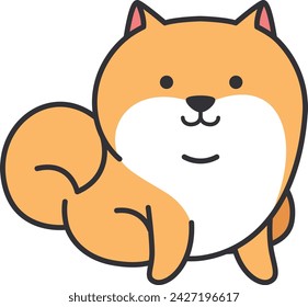 Cute cartoon pomeranian. Vector illustration on white background.