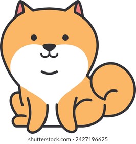 Cute cartoon pomeranian. Vector illustration on white background.