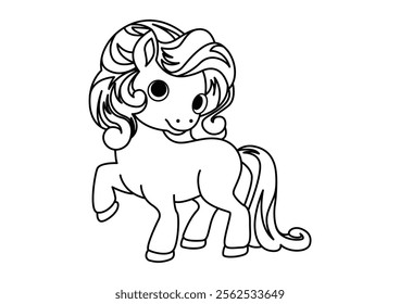 Cute Cartoon Pony Coloring Page for Kids