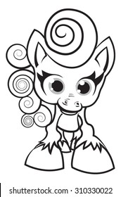Cute cartoon pony - coloring page for kids