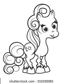 Cute cartoon pony - coloring page for kids