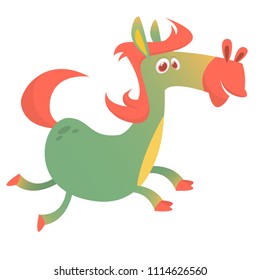 Cute cartoon pony. Vector clip art illustration with simple gradients