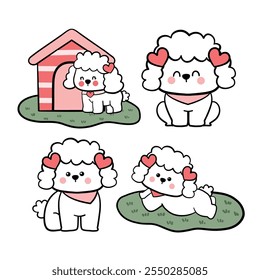 Cute Cartoon Poodle Dog Illustration.
