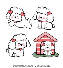 Cute Cartoon Poodle Dog Illustration.
