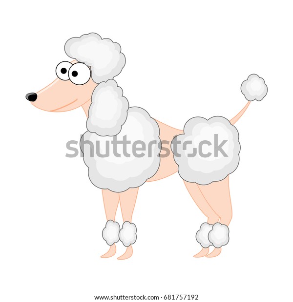 Cute cartoon poodle dog. Vector illustration. Smiling poodle. Dog breeds.