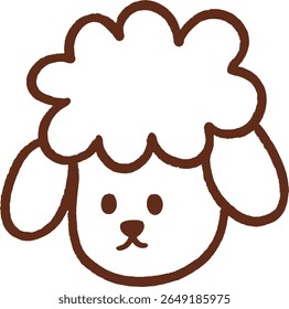 Cute cartoon poodle face illustration in minimalist doodle style	