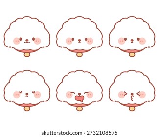 Conjunto de rostos de poodle bonitos dos desenhos animados - Kawaii Dog Emoji Collection