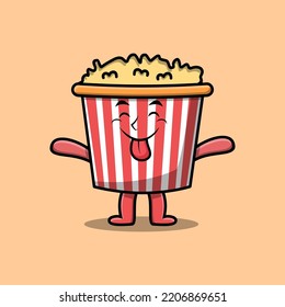 Cute cartoon Popcorn character with flashy expression in modern cute style illustration