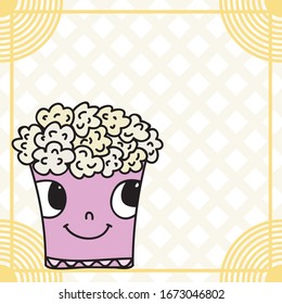 Cute cartoon popcorn. Vector illustration