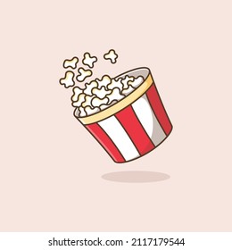 Cute Cartoon Popcorn. Vector Illustration For Mascot Logo Or Sticker